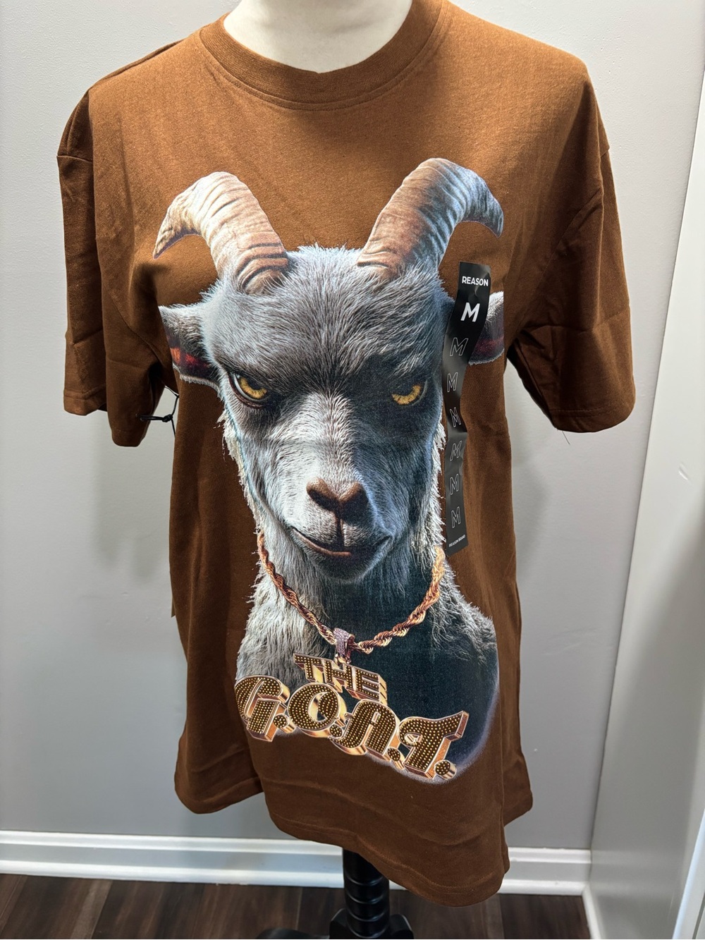 The G.O.A.T Brown Graphic Tee with Goat Print New